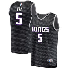 Load image into Gallery viewer, 5 - Men's Fanatics Branded De'Aaron Fox Black Sacramento Kings Fast Break Jersey - Statement Edition