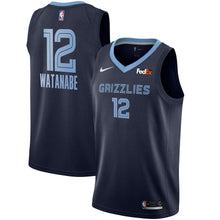 Load image into Gallery viewer, 12 - Men's Nike Yuta Watanabe Memphis Grizzlies Swingman Sponsor Patch Jersey – Icon Edition - Navy