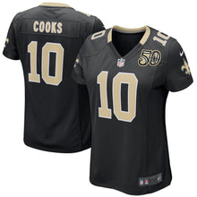 Load image into Gallery viewer, Women' Nike Brandin Cooks Black New Orleans Saints 50th Season Patch Game Jersey