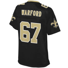 Load image into Gallery viewer, Women' NFL Pro Line Larry Warford Black New Orleans Saints Player Jersey