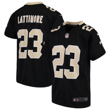 Load image into Gallery viewer, Youth Nike Marshon Lattimore Black New Orleans Saints 2018 Game Jersey