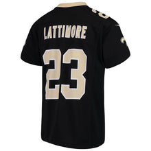 Load image into Gallery viewer, Youth Nike Marshon Lattimore Black New Orleans Saints 2018 Game Jersey