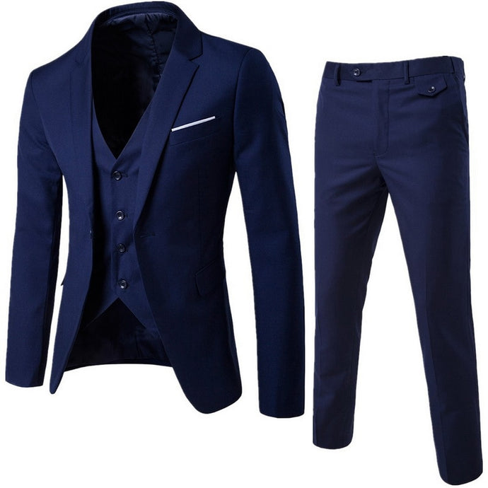 MJARTORIA 2019 3Pc (jacket + Vest + Trouser) Male Business Dress Cultivate Spring Suit Solid Casual Office Suit Wedding Suits