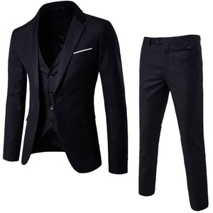 MJARTORIA 2019 3Pc (jacket + Vest + Trouser) Male Business Dress Cultivate Spring Suit Solid Casual Office Suit Wedding Suits