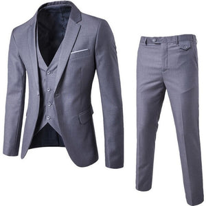 MJARTORIA 2019 3Pc (jacket + Vest + Trouser) Male Business Dress Cultivate Spring Suit Solid Casual Office Suit Wedding Suits