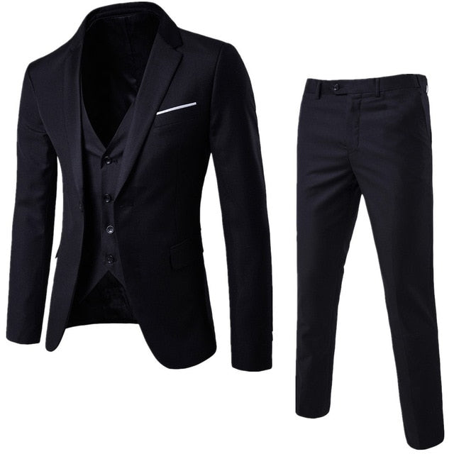 Plus Size Mens Striped Groomsmen Wedding Party Business Suit Set Three Pieces Vest Pant Coat Men's Suit Set Three-Piece Business