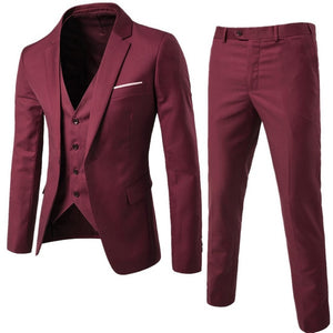 Plus Size Mens Striped Groomsmen Wedding Party Business Suit Set Three Pieces Vest Pant Coat Men's Suit Set Three-Piece Business