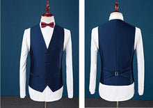 Load image into Gallery viewer, Custom Slim Fit Peak Lapel Best Man Suit Blue Groomsman Men's Wedding Prom Suits b0b