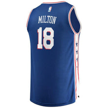 Load image into Gallery viewer, 18 - Men's Fanatics Branded Shake Milton Royal Philadelphia 76ers Fast Break Replica Jersey – Icon Edition - Royal