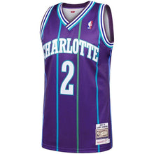 Load image into Gallery viewer, 2 - Men's Mitchell &amp; Ness Larry Johnson Purple Charlotte Hornets 1994-95 Hardwood Classics Authentic Jersey - Purple