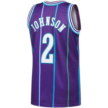 Load image into Gallery viewer, 2 - Men's Mitchell &amp; Ness Larry Johnson Purple Charlotte Hornets 1994-95 Hardwood Classics Authentic Jersey - Purple