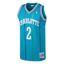 Load image into Gallery viewer, 2 - Men's Mitchell &amp; Ness Larry Johnson Teal Charlotte Hornets 1992-93 Hardwood Classics Swingman Jersey - Aqua